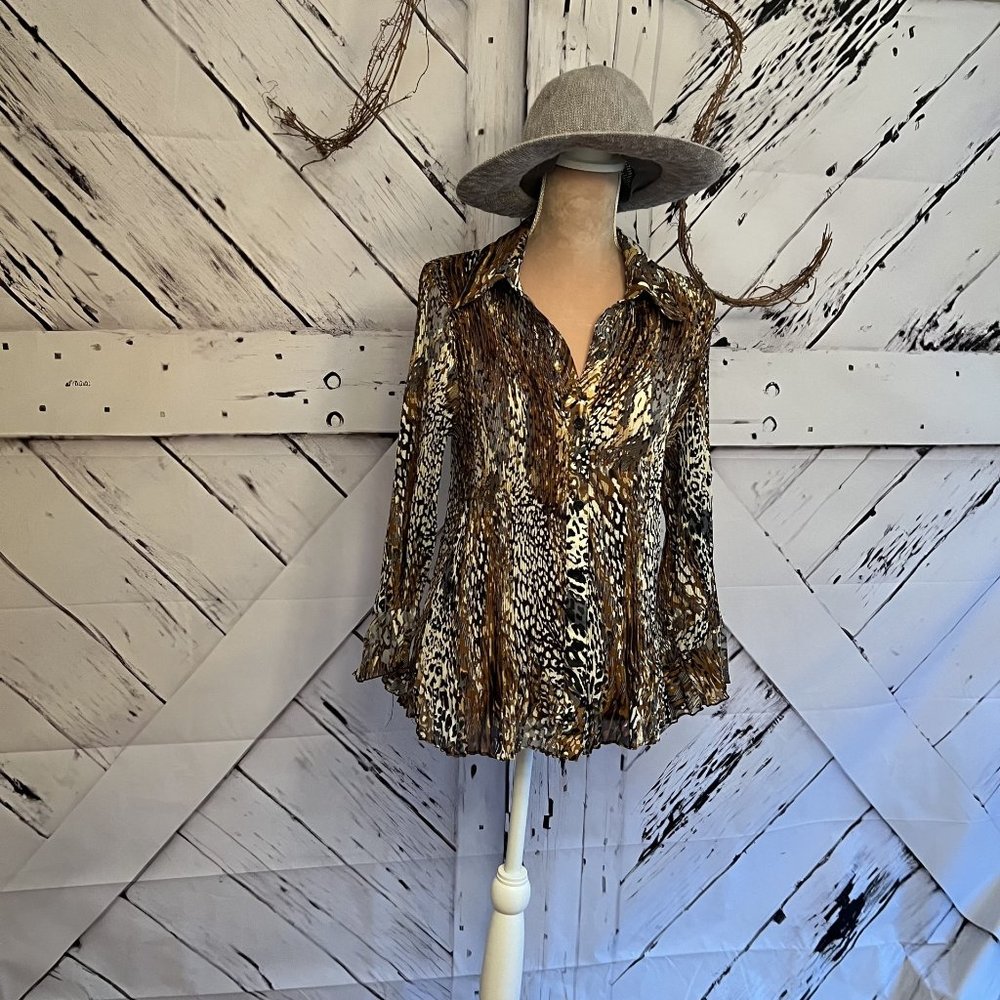Blouse, Animal Pattern, Multi Color, Sere Nade New York, XL